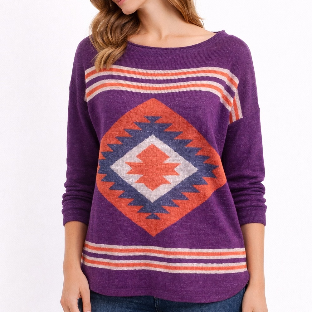 Vibrant Purple Southwestern Sweater